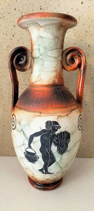 Magnificent Greek Amphora Matte Hand Painted Vase.