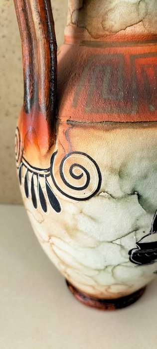 Magnificent Greek Amphora Matte Hand Painted Vase.