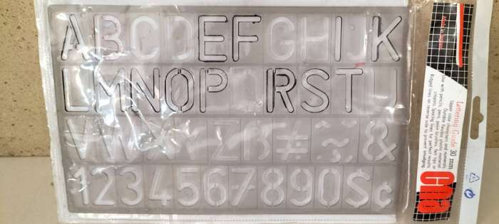 Vintage CNA 30mm Alphabet and Numbers Stencil