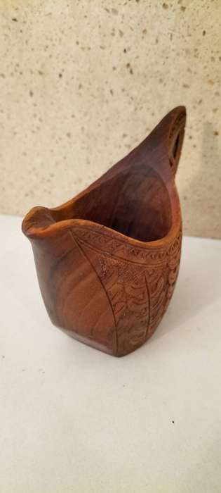 Magnificent Rare Balkan Carved Wooden Shepherd's/Wedding Cup