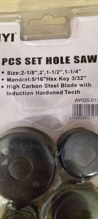 New Sealed 6 Piece Carbon Steel Hole Drill Set