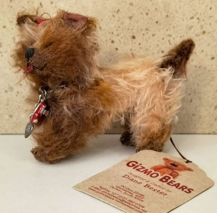Genuine Rare Mohair Gizmo Bears `Ruby` Collectible Dog - Original Box And Birth Certificate