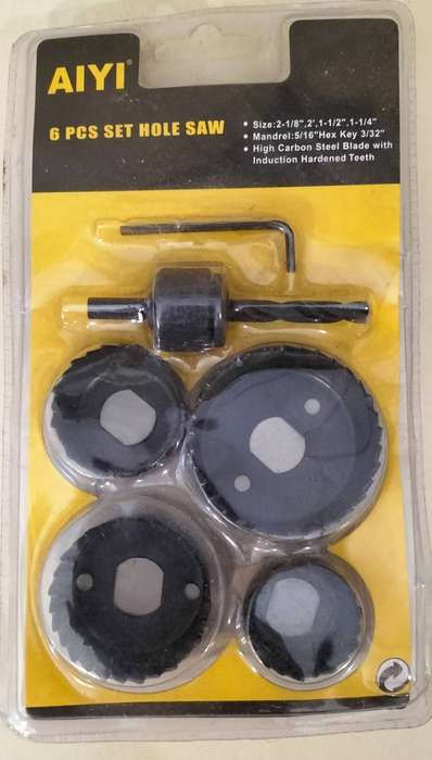 New Sealed 6 Piece Carbon Steel Hole Drill Set