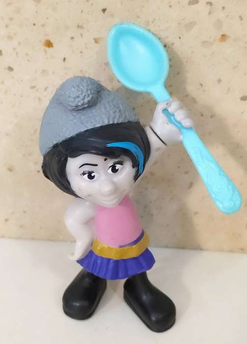 Very Rare 2013 Vexy Peyo Mcdonalds Smurf with Working Rotating Spoon.