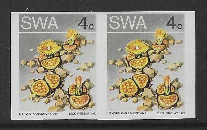 SWA 1973 Succulents IMPERF PROOF 4c pair. Superb MNH.