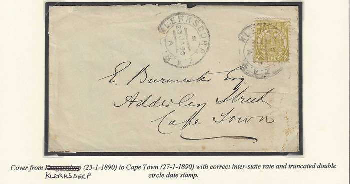 Transvaal 1890 Scarce Klerksdorp Truncated Double Circle cds.