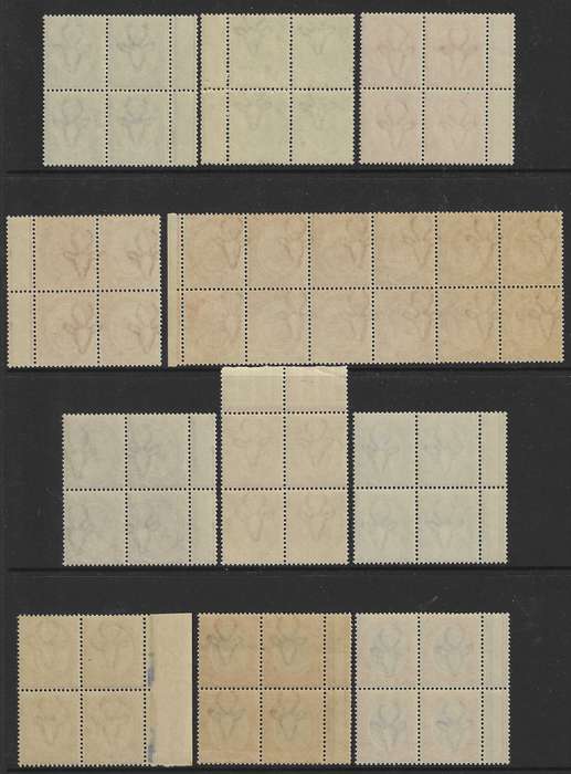Union 1913 Kingshead extended set of 20 blocks to 10/- MNH. CV R108,000. See below.