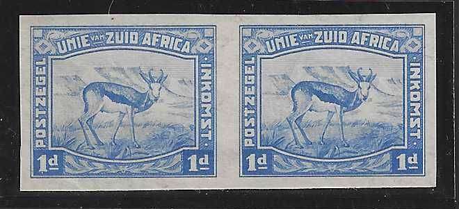 Union: 1923 the rare BLUE Harrison Essay Imperf pair MNH.