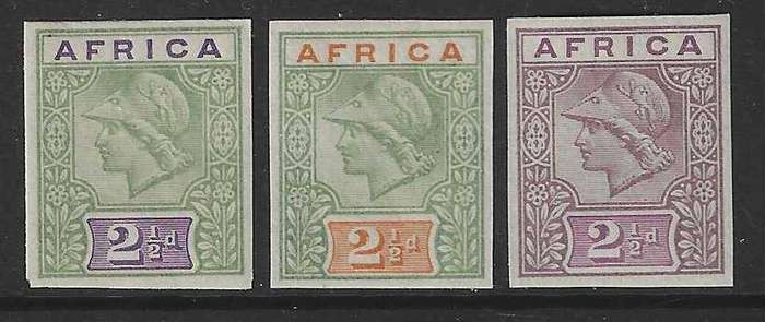 `AFRICA` IMPERF De La Rue group of 3 MINERVA heads superb MNH.
