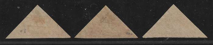 Cape 1864  Superb mint trio SACC 14, a, b /SG 18, 18b, 18c. CV R 71,000. See below.