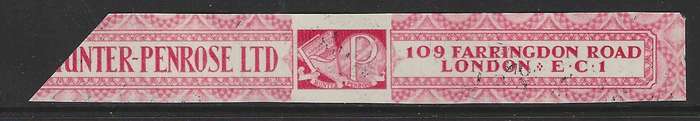 Union 1929 Hunter Penrose Darmstadt trial red label, gummed, MNH.
