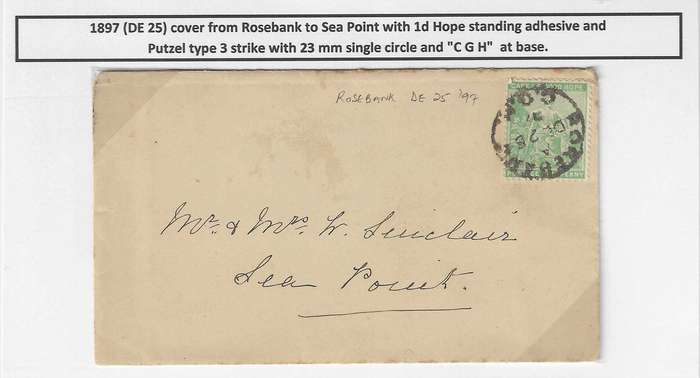 Cape 1897 cover Rosebank to Sea Point.