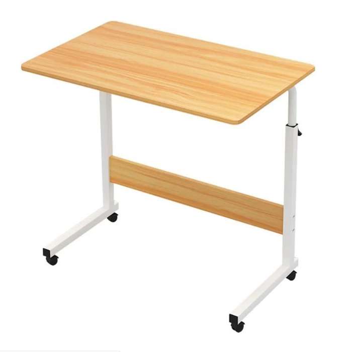 Portable Laptop Desk With Adjustable Stand & Wheels - Beige