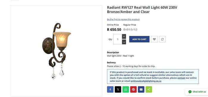 3 x Radiant Bronze Wall Light Fittings