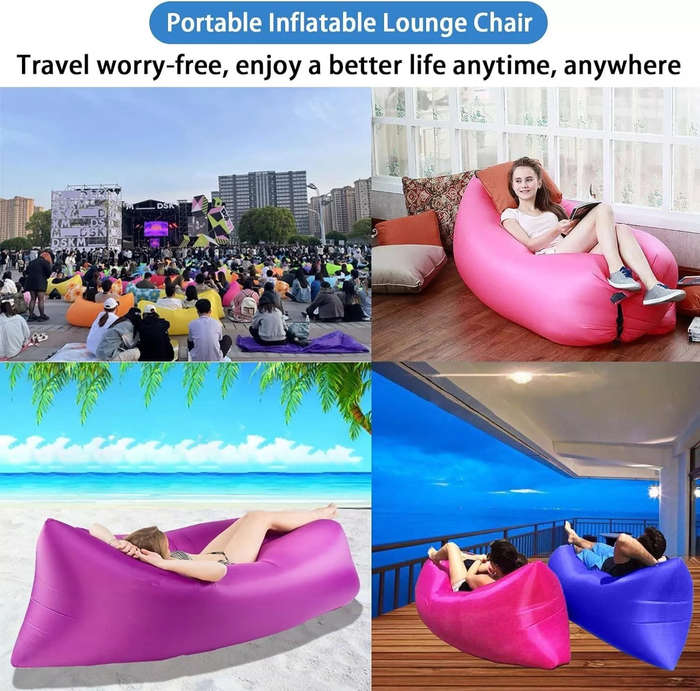 Inflatable Nylon Air Lounger with Carry Bag