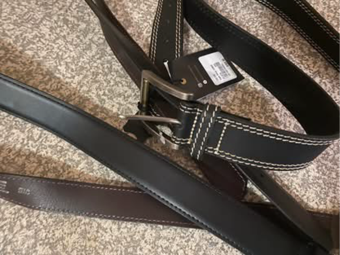 Three extra large genuine leather mens belts