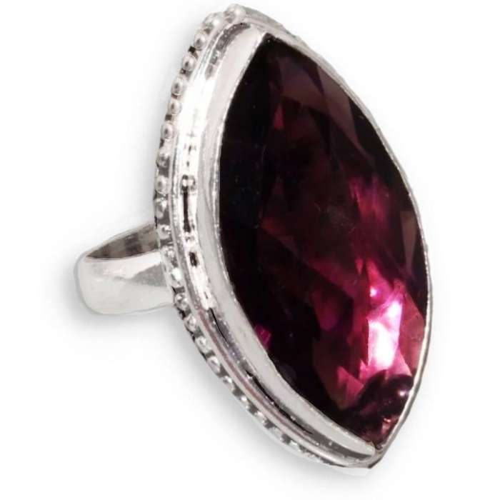 African Purple Amethyst set in .925 Sterling Silver Plated Handmade Ring Size US 9.7