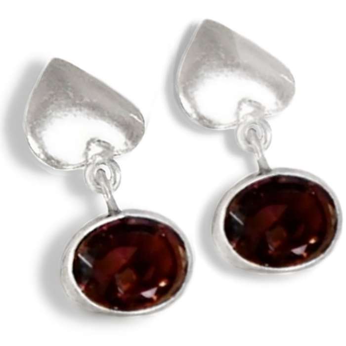 Dainty Heart Studs Smoky Quartz Gemstone .925 Sterling Silver Plated Earrings