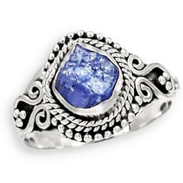 Natural AAA Tanzanite Rough Gemstone set in Solid .925 Sterling Silver Ring Size 7.5 or P