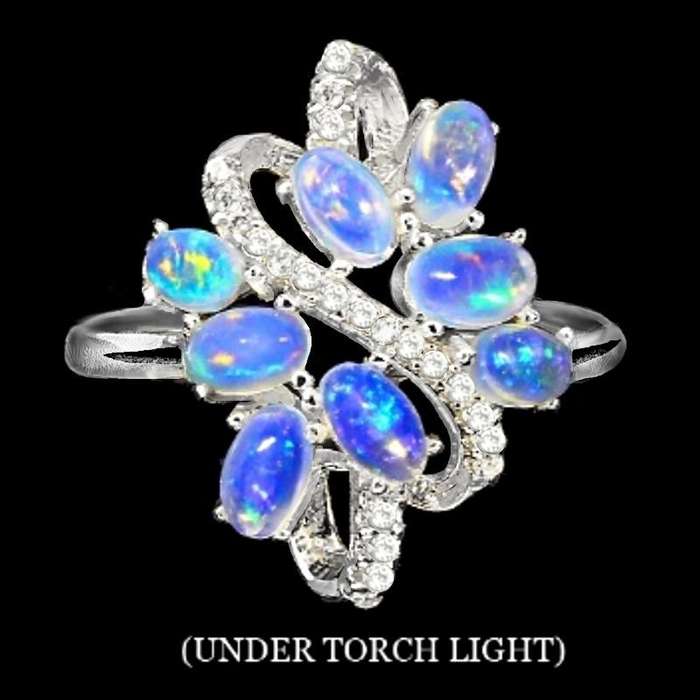 Authentic 19.62 Cts Ethiopian Fire Opal Cz Gemstone set in Solid .925 Sterling Ring Size 9 or R1/2