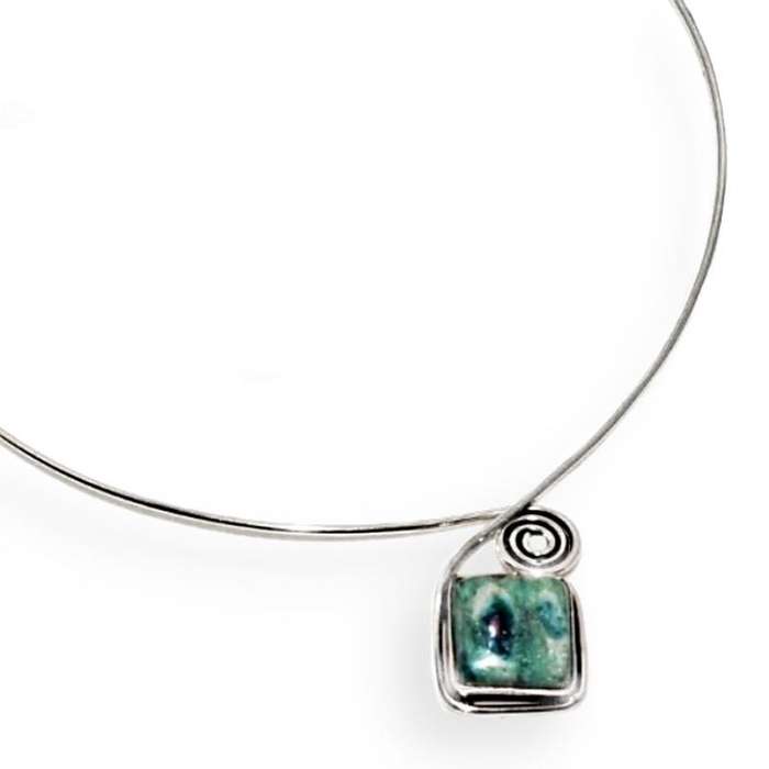 Natural Ruby in Fuchsite Gemstone .925 Sterling Silver Plated Handmade Necklace