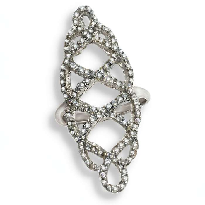 Trendy White Cubic Zirconia  Silver Filled Ring Size 7.75