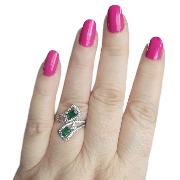 Handmade Tsavorite Quartz and White Topaz  .925  Sterling Silver Ring Size 8 OR Q