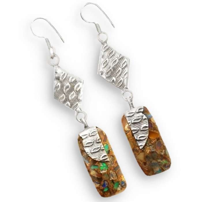 78.5 Cts Natural Ethiopian Fire Opal In Pyrite Set In Solid. 925 Sterling Silver Pendant