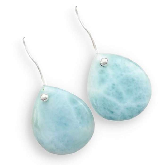 Natural Caribbean Larimar Gemstone set in Solid .925 Sterling Silver Earrings