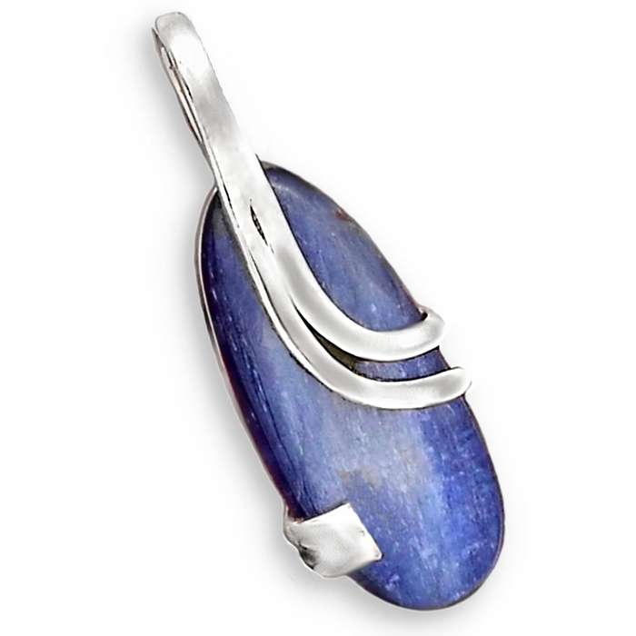 Stylish Natural Kyanite Oval Gemstone set in Solid .925 Sterling Silver Modern Pendant