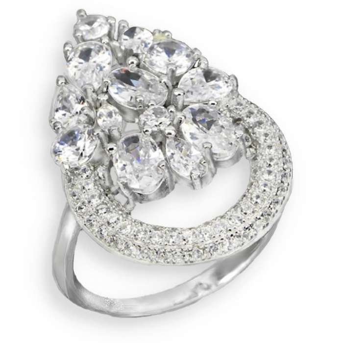 Deluxe 30.60 Ct White Cubic Zirconia set in Solid .925 Sterling Silver 14K W/Gold Ring Size 9 / R1/2