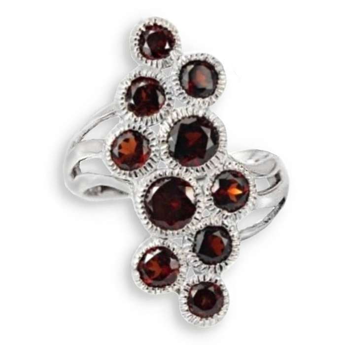 Natural Unheated Cambodian Garnet Solid .925 Sterling Silver 14K white Gold Ring Size 7 or O