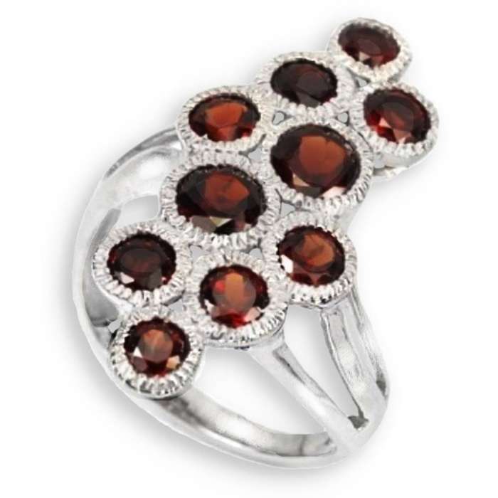 Natural Unheated Cambodian Garnet Solid .925 Sterling Silver 14K white Gold Ring Size 7 or O