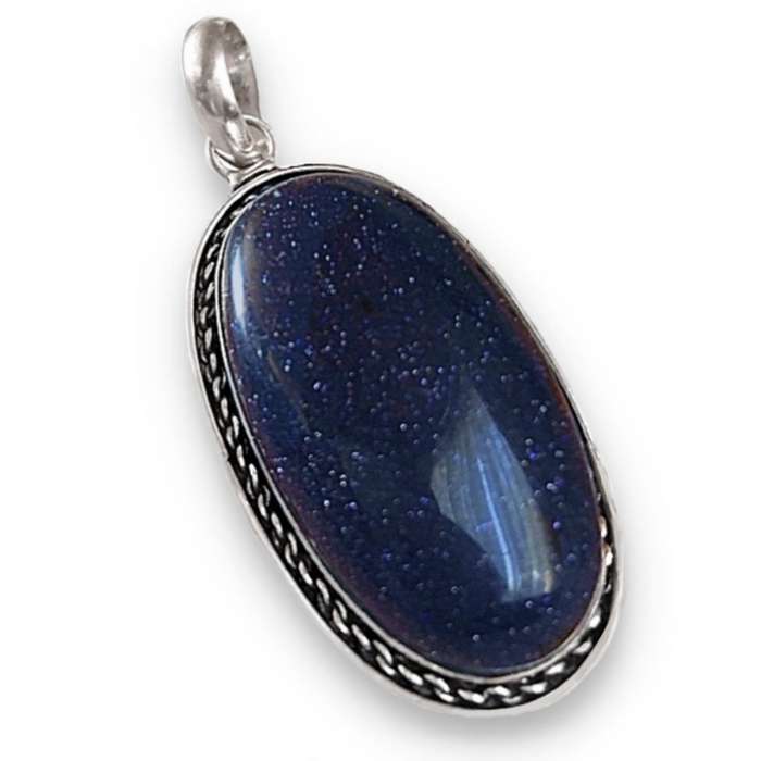 Purple Sandstone Oval Handmade 925 Sterling Silver Plated Handmade Pendant