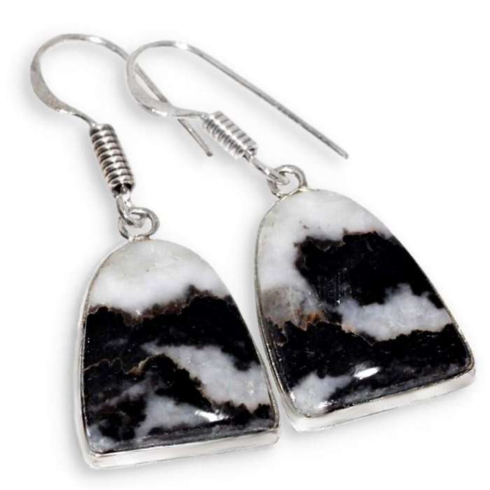 Natural White Buffalo Turquoise Gemstone .925  Sterling Silver Plated Handmade Earrings