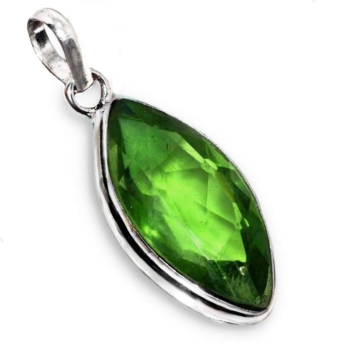 Marquise Shape Peridot set in .925 Sterling Silver Plated Handmade Pendant