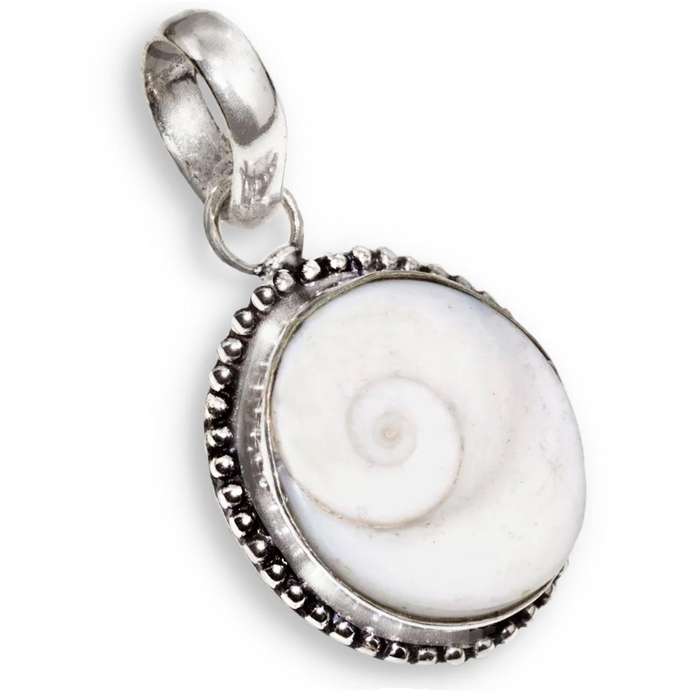 Natural Shea Shiva Shell set in . 925 Sterling Silver Plated Handmade Dainty Pendant