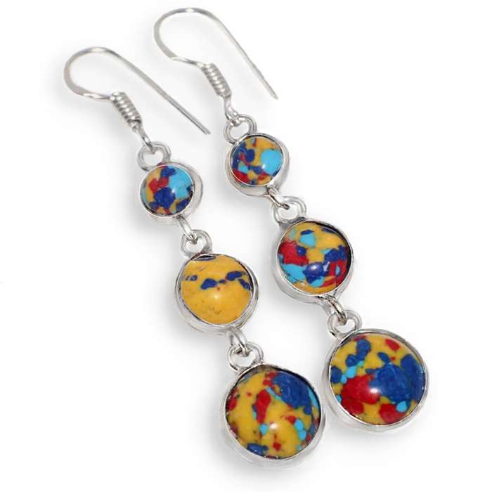 Colourful Mosaic Jasper set in .925 Sterling Silver Plated Handmade Bracelet