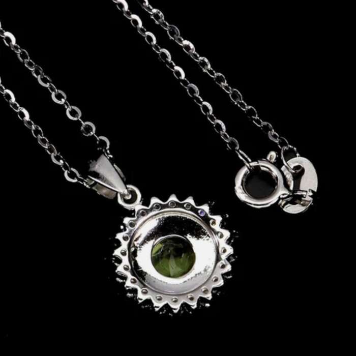 Deluxe Natural Unheated Peridot and White Cubic Zirconia set in Solid .925 Sterling Silver Necklace
