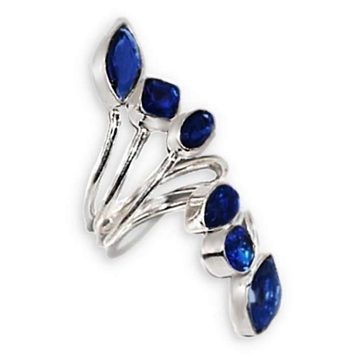 Stylish Mixed Shapes Blue Quartz set in .925 Sterling Silver Plated Handmade Ring Size 8.5 / Q1/2