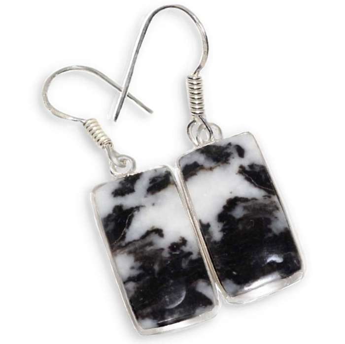 Dainty Natural White Buffalo Turquoise Gemstone set in.925 Sterling Silver Plated Handmade Earrings