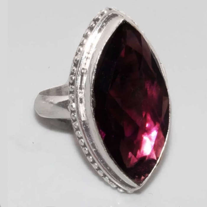 African Purple Amethyst set in .925 Sterling Silver Plated Handmade Ring Size US 9.7