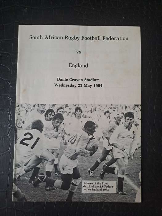 Rugby programme. SA Federation v England 23 May 1984 Stellenbosch