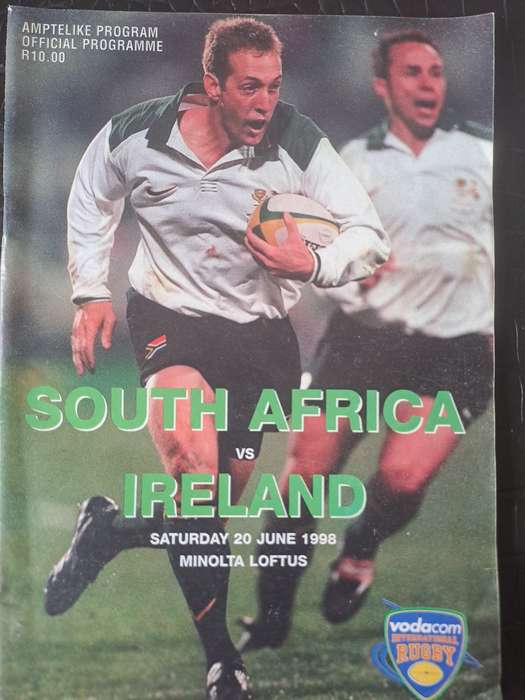 Rugby programme. South Africa v Ireland 20 June 1998 Loftus Versfeld
