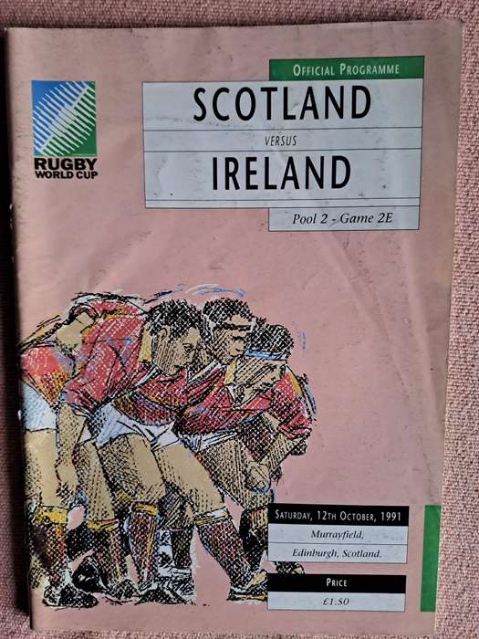 Rugby programme Scotland v Ireland 12 October 1991 RWC