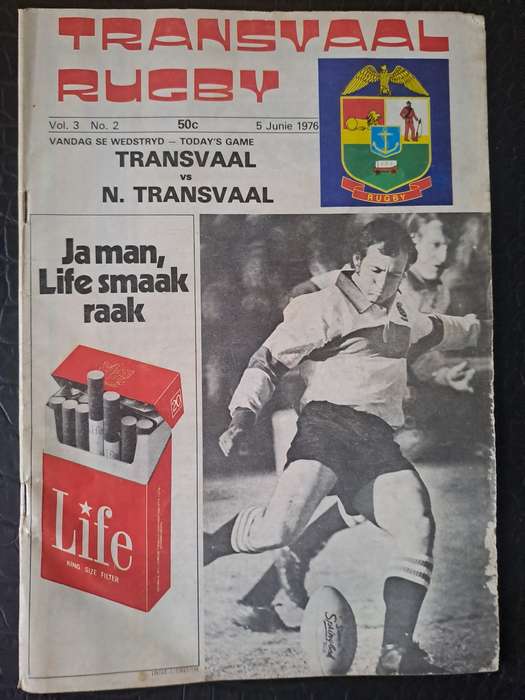 Rugby programme Transvaal v NTvl 5 June 1976 Ellis Park slight water wrinkle edges frayed
