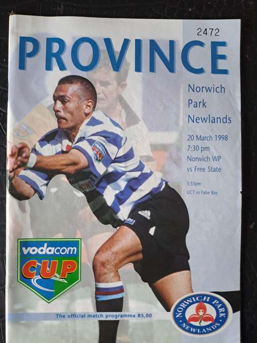 Rugby programme WP v Cheetahs 20 March 1998