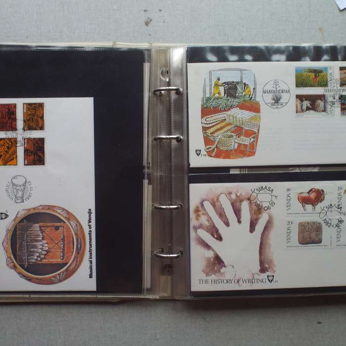 FDC Album - 20 Double-sided Album Pages - Includes Venda FDC's, Collectors Cards