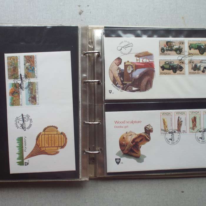 FDC Album - 20 Double-sided Album Pages - Includes Venda FDC's, Collectors Cards