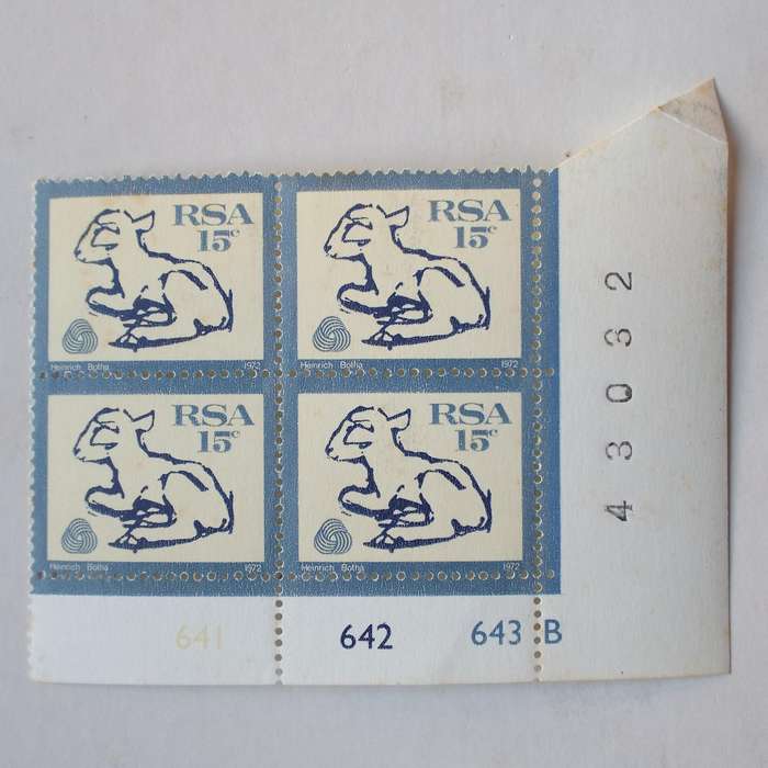 RSA - 1972-74 1st Defin Issue - 15c Lamb (Sept '74 Reprint) - Control Block